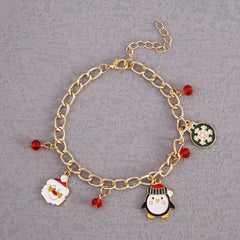 Christmas Bracelet Santa Elk Snowman Red Crystal Holiday Gift