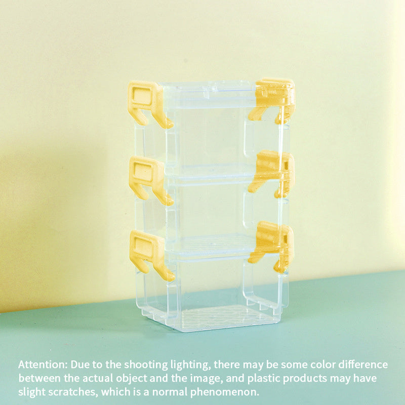 3pcs Small Storage Box Organizer Case Transparent Stackable Container