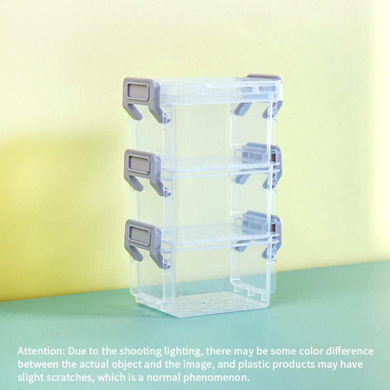 3pcs Small Storage Box Organizer Case Transparent Stackable Container