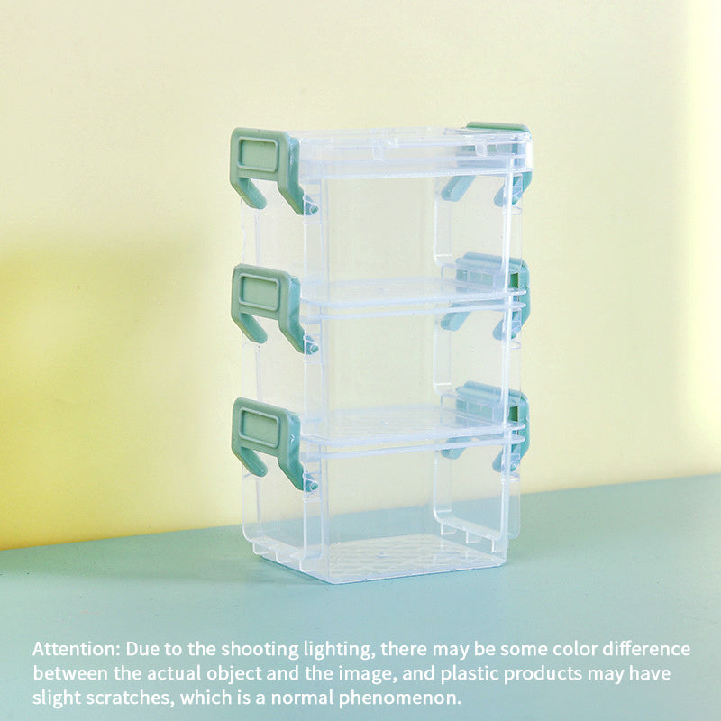 3pcs Small Storage Box Organizer Case Transparent Stackable Container