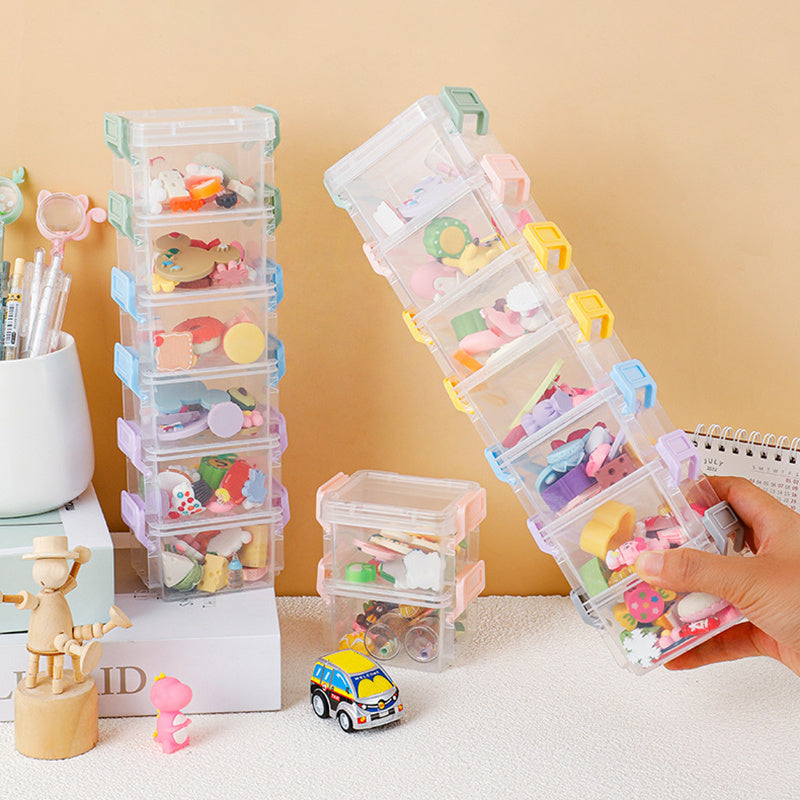 3pcs Small Storage Box Organizer Case Transparent Stackable Container