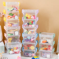 3pcs Small Storage Box Organizer Case Transparent Stackable Container