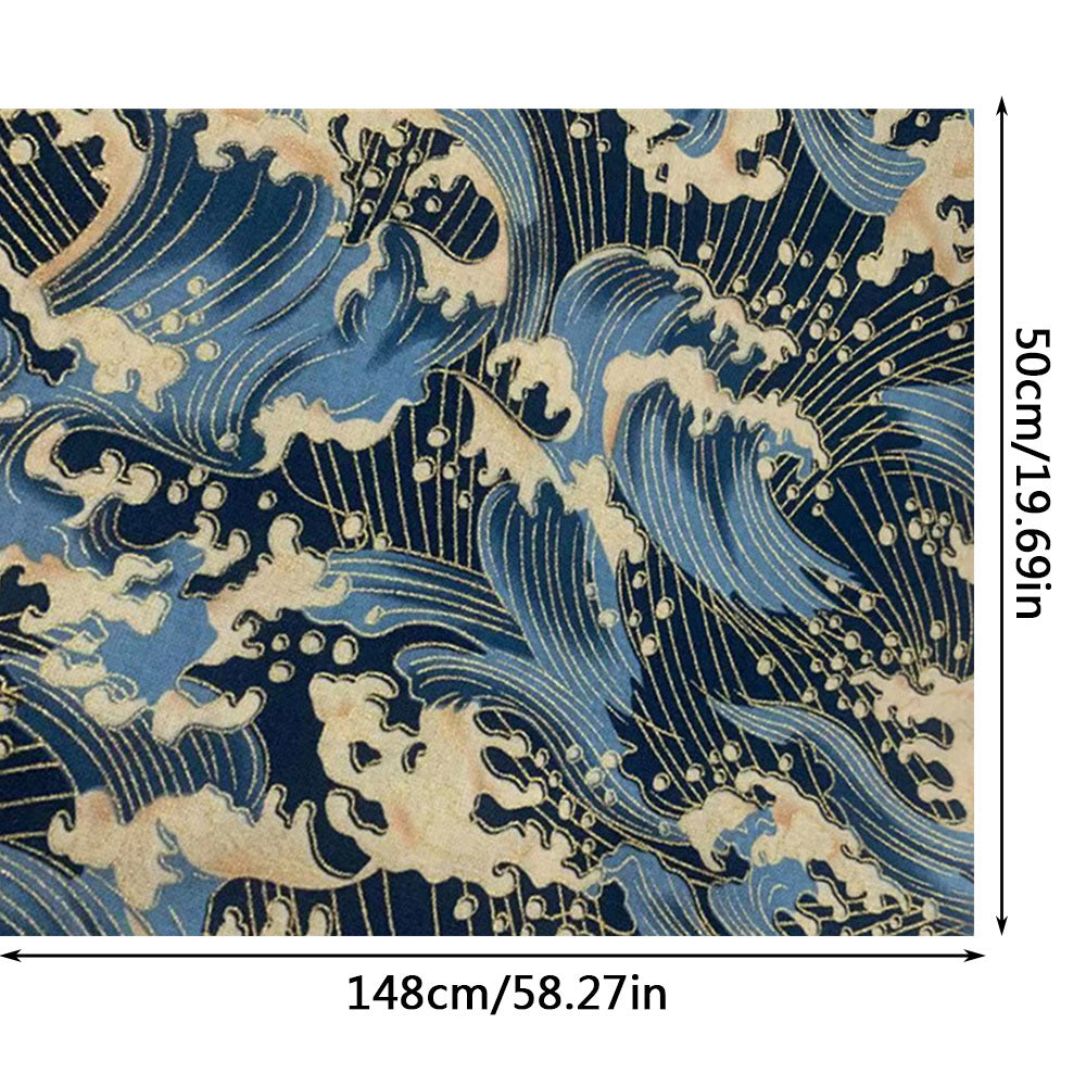Japanese Wave Cotton Quilting Fabric for DIY Sewing