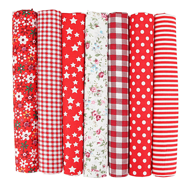 7pcs Mixed Fabrics Quilting Pre Cut Fat Quarters Cotton Bundle