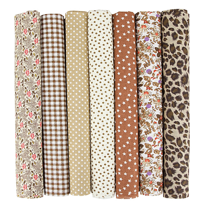7pcs Mixed Fabrics Quilting Pre Cut Fat Quarters Cotton Bundle