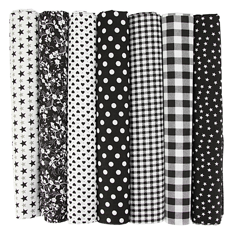 7pcs Mixed Fabrics Quilting Pre Cut Fat Quarters Cotton Bundle