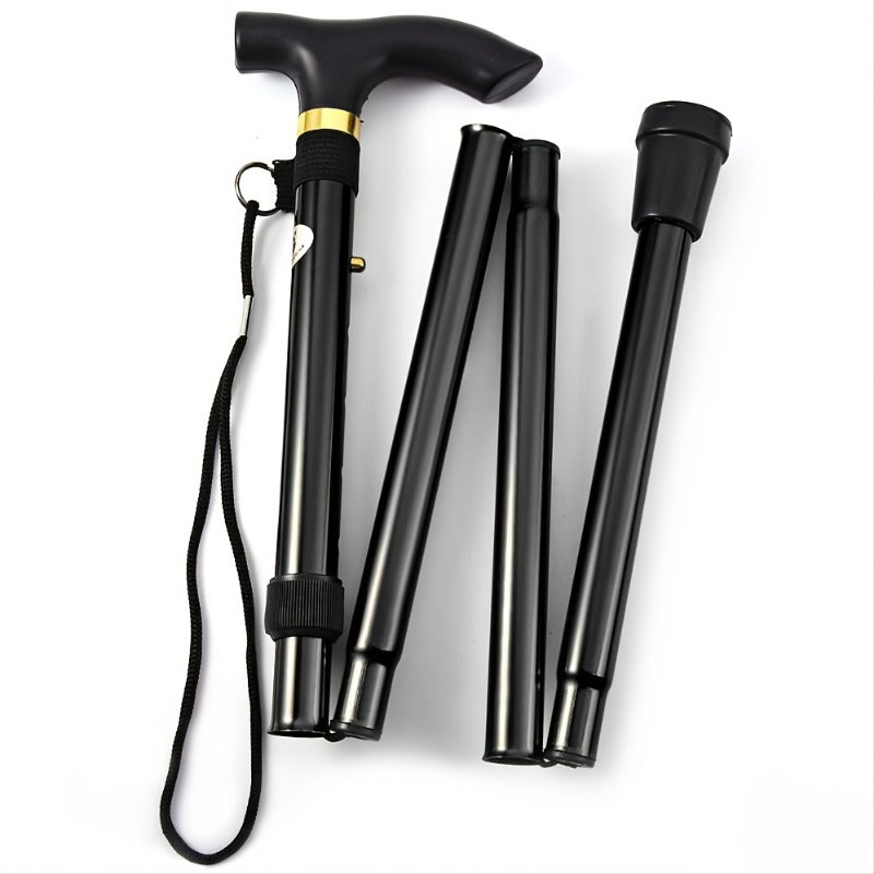 Foldable Walking Stick Adjustable Height Trekking Pole Rubber Tip