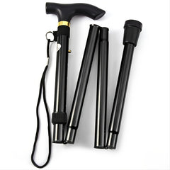 Foldable Walking Stick Adjustable Height Trekking Pole Rubber Tip
