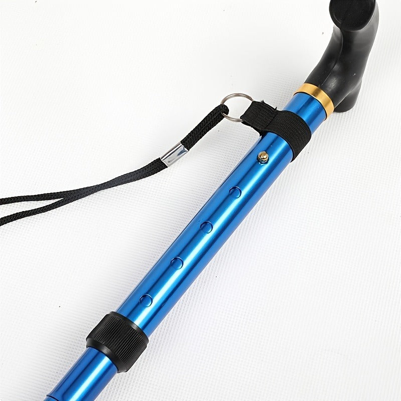 Foldable Walking Stick Adjustable Height Trekking Pole Rubber Tip