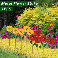 Metal Sunflower Stake Garden Decoration