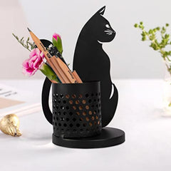 Cat Pencil Holder Desk Organizer Metal Cut Home Decor Office Bedroom