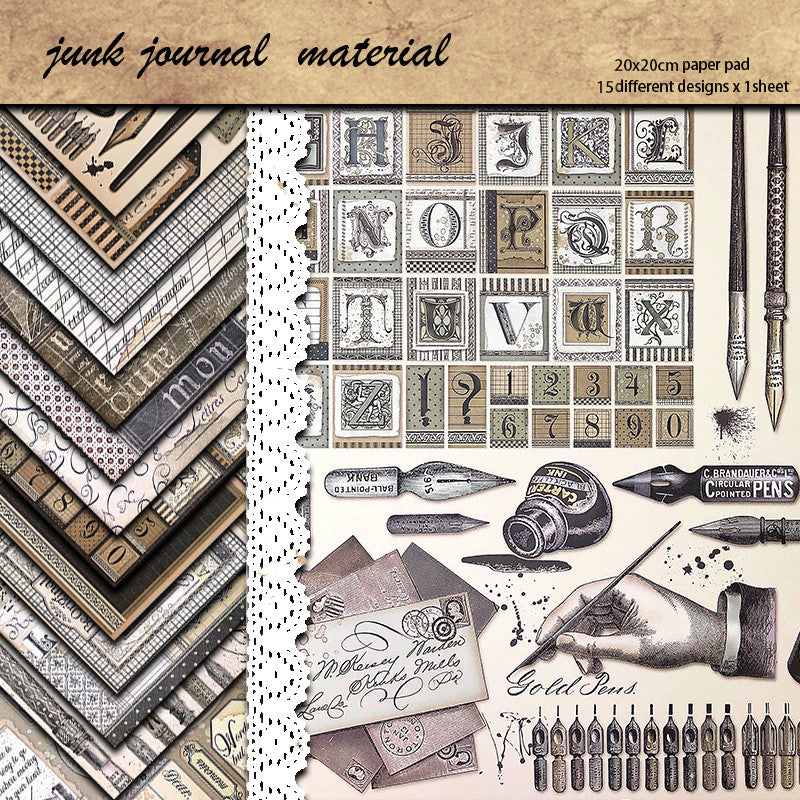 15 Sheets Large Writing Paper, Retro Journal Decoration DIY, 70 Limit