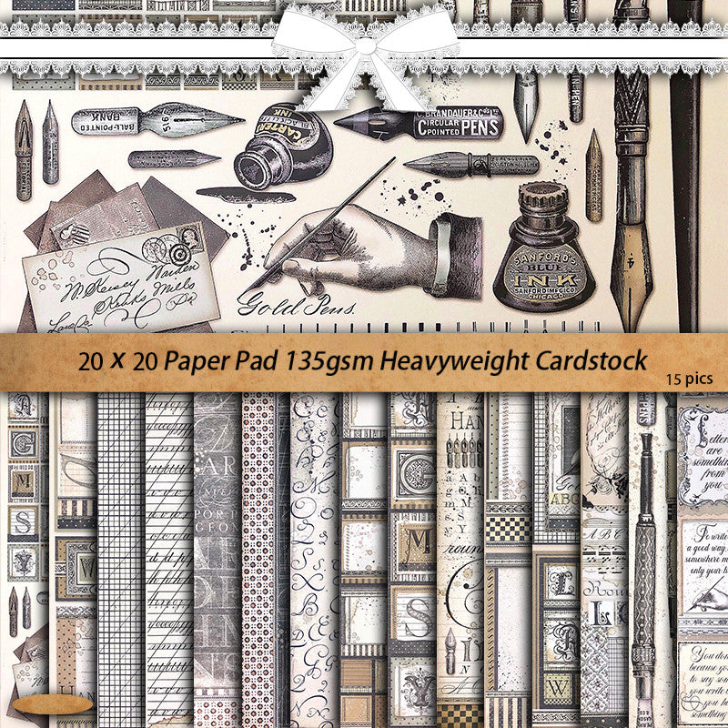 15 Sheets Large Writing Paper, Retro Journal Decoration DIY, 70 Limit