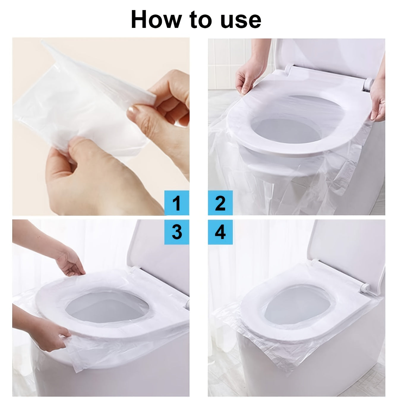 Portable Toilet Cover 50-Pack Waterproof Travel Mat With Cushion Paper