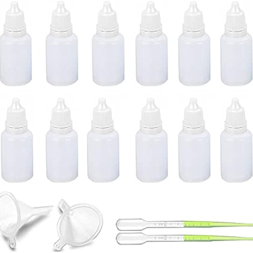 12pcs 10ML Plastic Dropper Bottles with Screw Cap for Eye Liquid