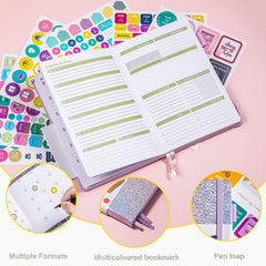 Starry Sky Pattern A5 Plan Book + 6 Stickers No Date Month Week