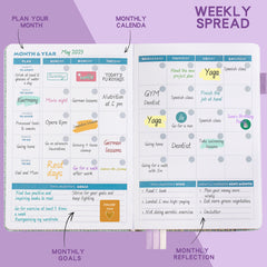 Starry Sky Pattern A5 Plan Book + 6 Stickers No Date Month Week