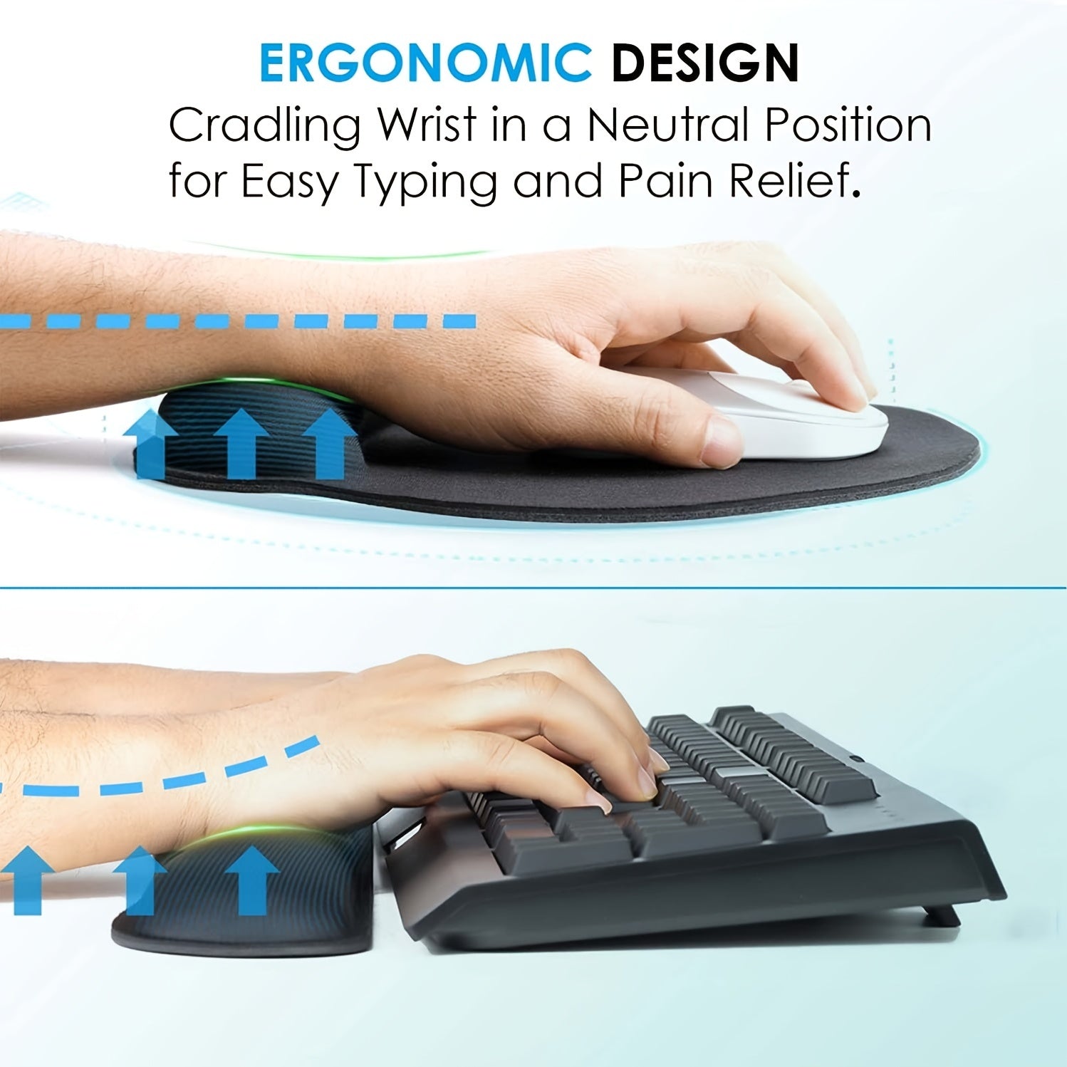 Ergonomic Mouse Pad with Wrist Support Keyboard Wrist Rest Set