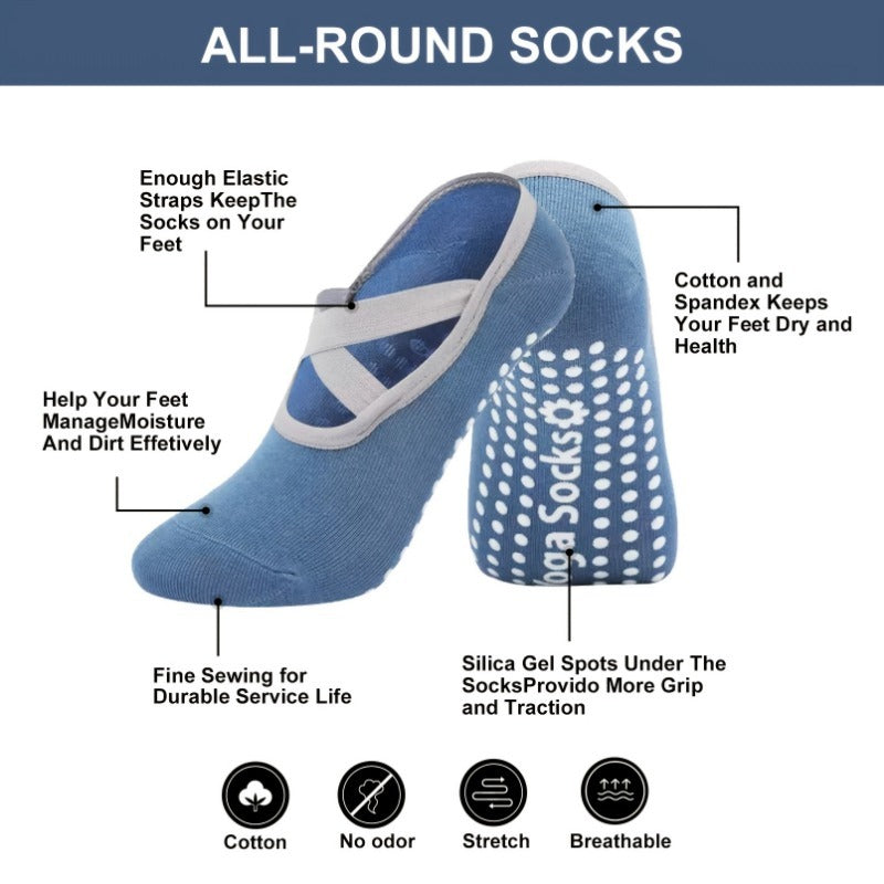Women's Yoga Socks Non Slip Cross Strap Sports Socks