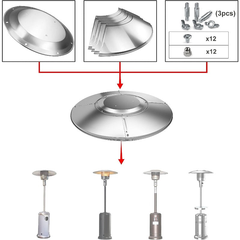 Aluminum Heater Top Reflector for Outdoor Propane Patio Heaters