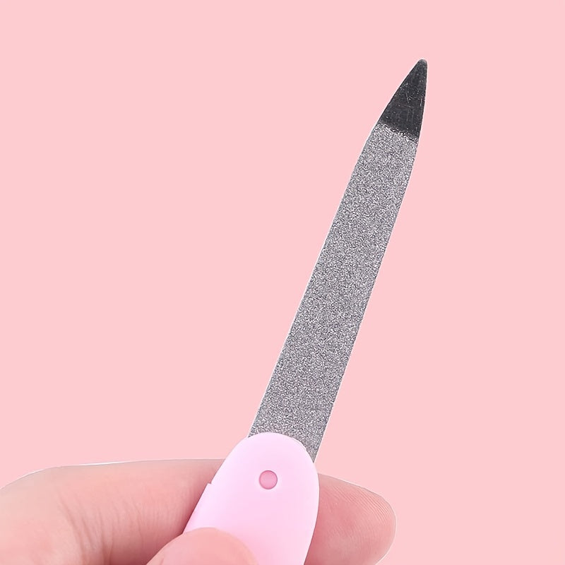 Stainless Steel Folding Nail File Double Sided Cuticle Shaping Tool