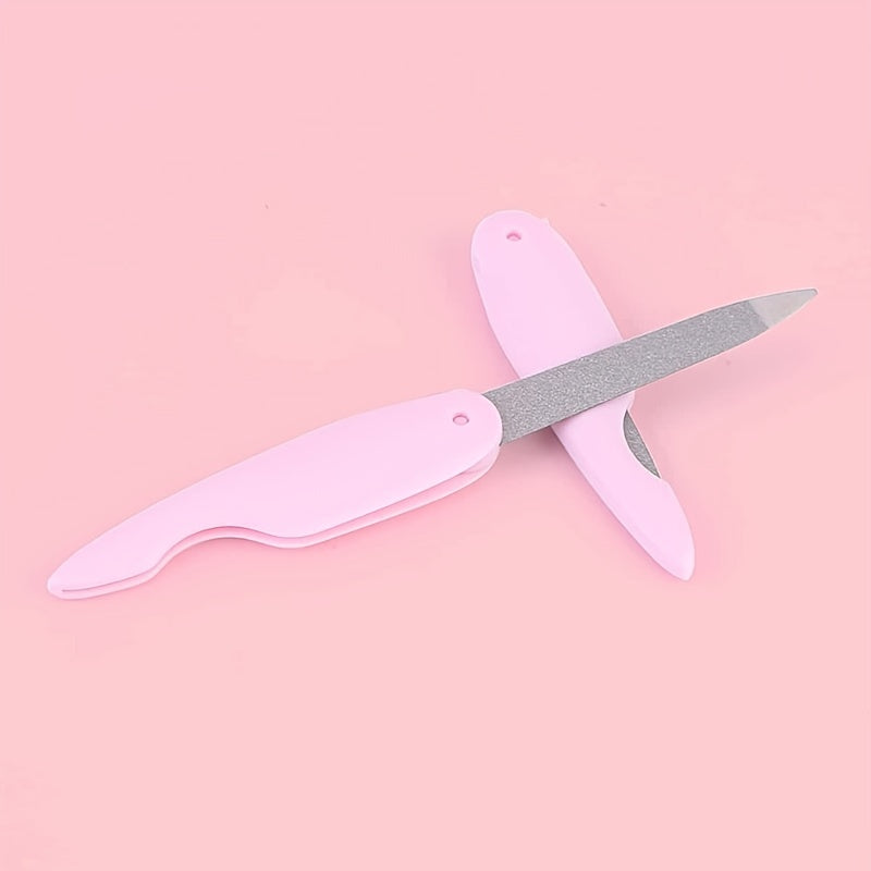 Stainless Steel Folding Nail File Double Sided Cuticle Shaping Tool