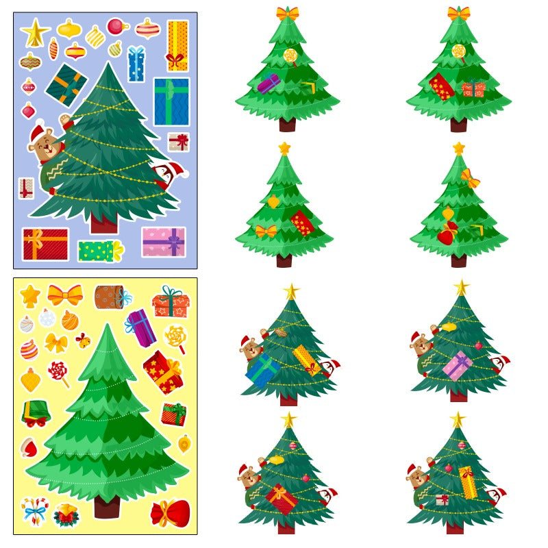 6pcs Christmas Tree Face Changing Stickers for DIY Christmas Parties