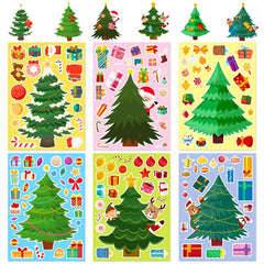 6pcs Christmas Tree Face Changing Stickers for DIY Christmas Parties