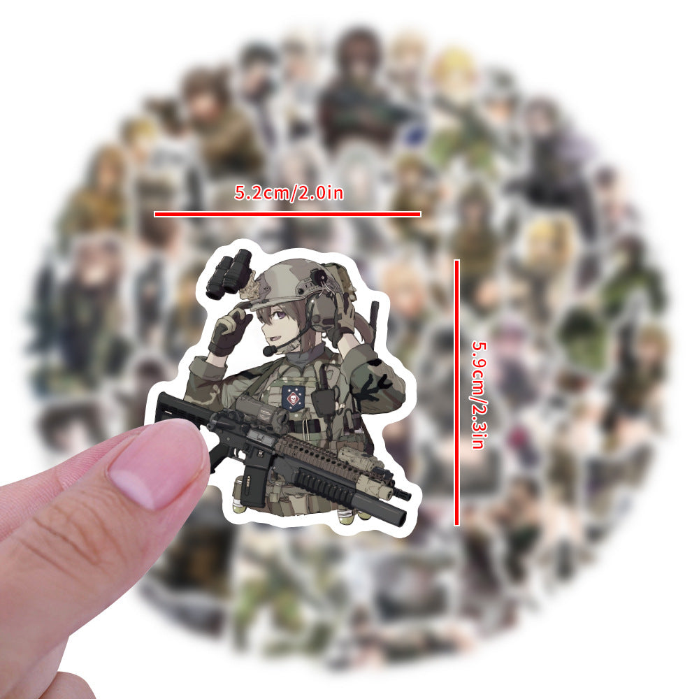 60pcs Military Anime Girl Love Doodle Stickers Pack
