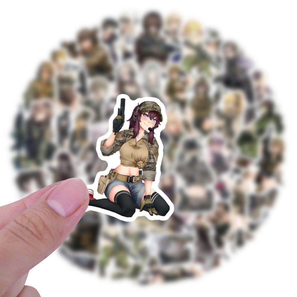 60pcs Military Anime Girl Love Doodle Stickers Pack