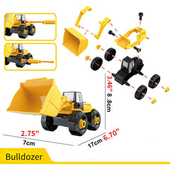 6-piece Christmas Toy Model Disassembly Engineering Car & Dinosaur Pull Back Car