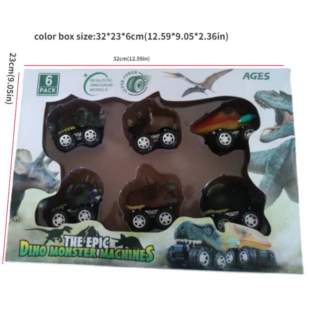 6-piece Christmas Toy Model Disassembly Engineering Car & Dinosaur Pull Back Car