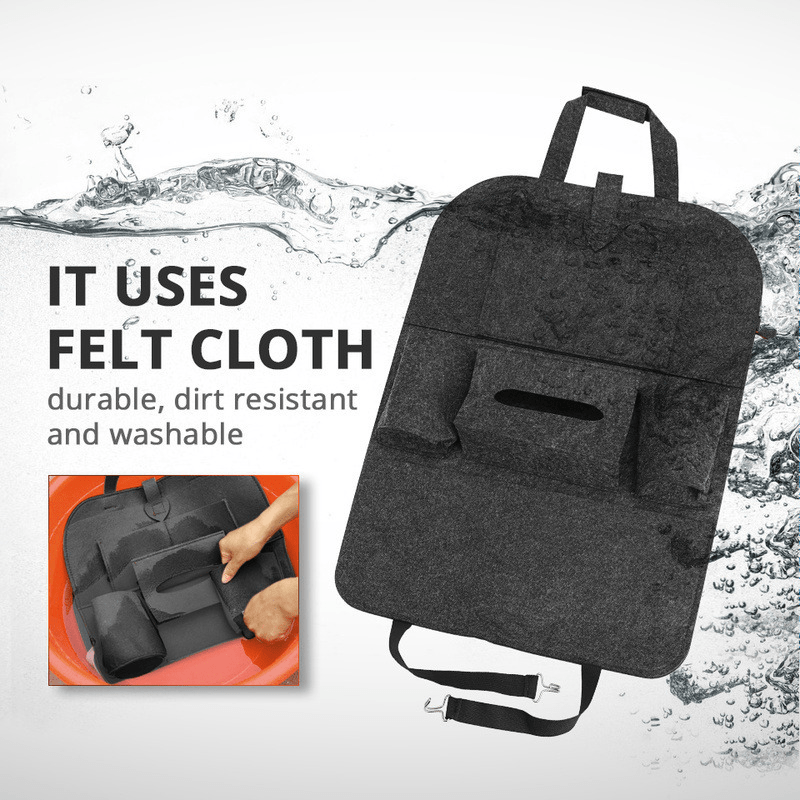 2pcs Car Back Seat Storage Bag Organizer Trunk Elastic Felt Storage Bag 6 Pocket