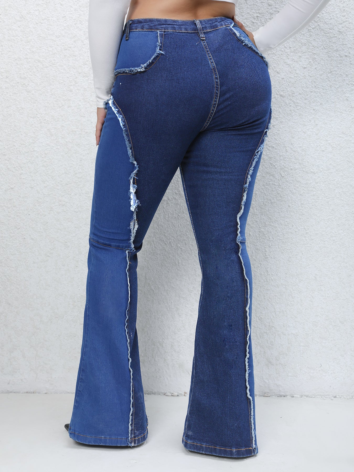  Colorblock High Rise Flared Leg Jeans