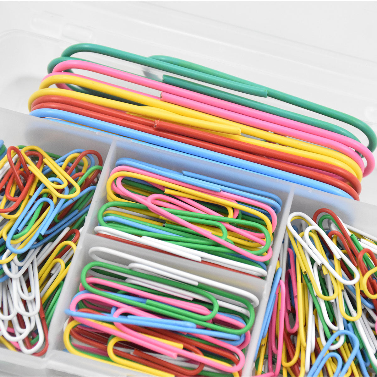 Coloured Paper Clips Set 250pcs Plastic Coated Small Large 28mm 50mm 100mm