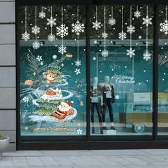 Christmas Window Stickers Gift Tree Snowflakes Removable Waterproof PVC Stickers