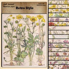20pcs Large Size Wildflowers Paper Retro Insect Journal Background DIY Gift