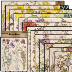 20pcs Large Size Wildflowers Paper Retro Insect Journal Background DIY Gift