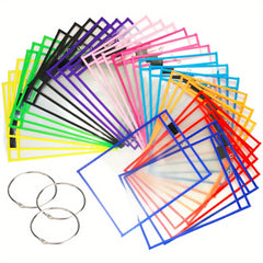 Oversized Dry Erase Pockets with Rings - Clear Plastic Sheet Protectors