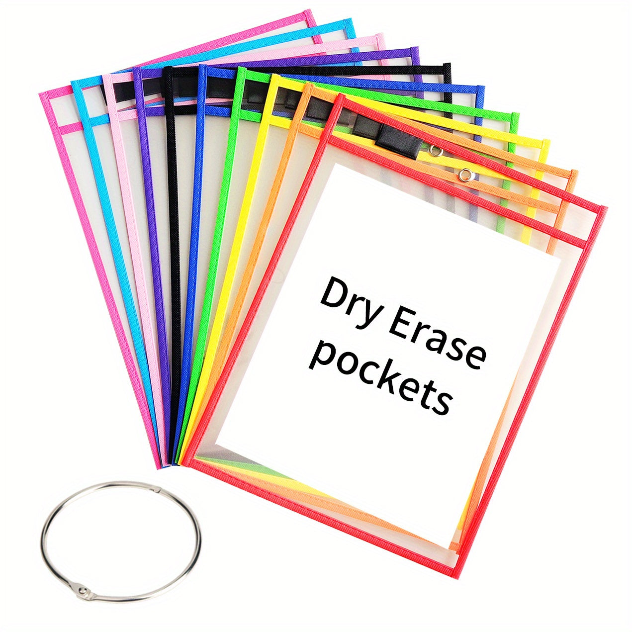 Oversized Dry Erase Pockets with Rings - Clear Plastic Sheet Protectors