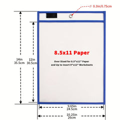 Oversized Dry Erase Pockets with Rings - Clear Plastic Sheet Protectors