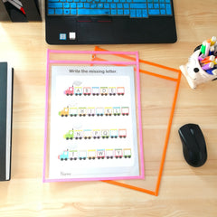 Oversized Dry Erase Pockets with Rings - Clear Plastic Sheet Protectors