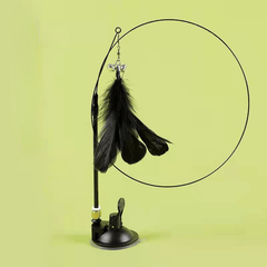Feather Cat Teaser Stick with Bell and Sucker