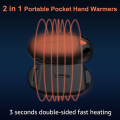 2pcs Rechargeable Hand Warmers 4000mAh 2 in 1 Hand Warmer Portable