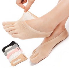 Women's No Show Boat Socks 4 Pairs Five Toe Sweat Absorption Thin Socks
