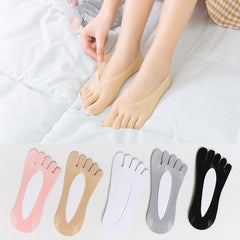 Women's No Show Boat Socks 4 Pairs Five Toe Sweat Absorption Thin Socks