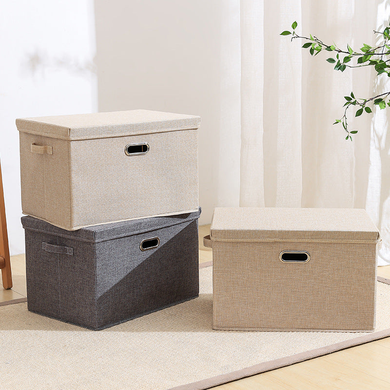 Fabric Clothes Storage Basket With Lids & Handles