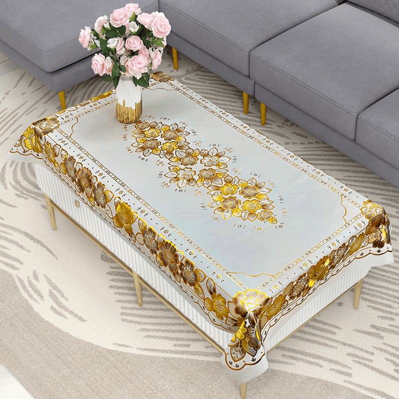 European Upscale Bronzing Tablecloth Waterproof Rectangle Style Table Cover