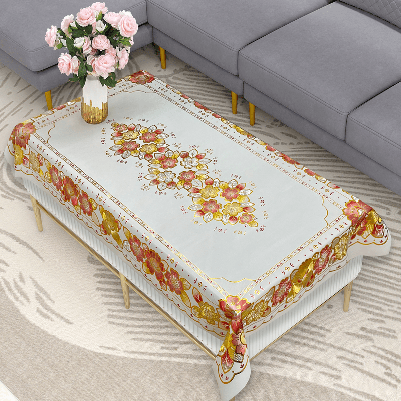 European Upscale Bronzing Tablecloth Waterproof Rectangle Style Table Cover