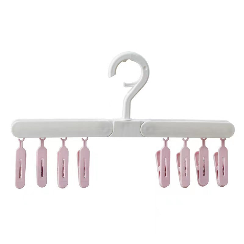 Foldable 8 Clip Sock Holder Baby Clothes Windproof Hat Wardrobe Storage Rack